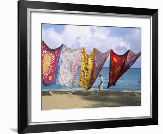 Batiks on Line on the Beach, Turtle Beach, Tobago, West Indies, Caribbean, Central America-Michael Newton-Framed Photographic Print