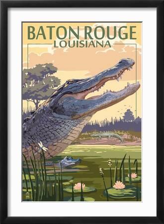 Baton Rouge, Louisiana - Alligator Scene' Art Print - Lantern Press |  Art.com