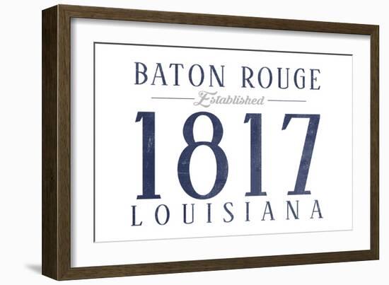 Baton Rouge, Louisiana - Established Date (Blue)-Lantern Press-Framed Art Print