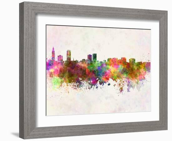 Baton Rouge Skyline in Watercolor Background-paulrommer-Framed Art Print