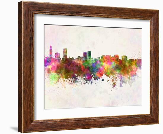 Baton Rouge Skyline in Watercolor Background-paulrommer-Framed Art Print