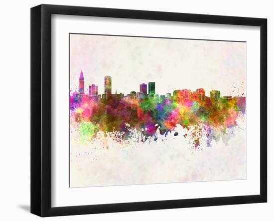 Baton Rouge Skyline in Watercolor Background-paulrommer-Framed Art Print