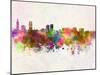 Baton Rouge Skyline in Watercolor Background-paulrommer-Mounted Art Print