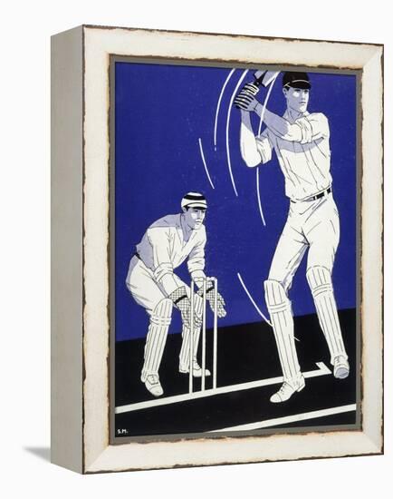 Batsman Plays a Stroke in Front of the Wicketkeeper-Stanley R. Miller-Framed Stretched Canvas