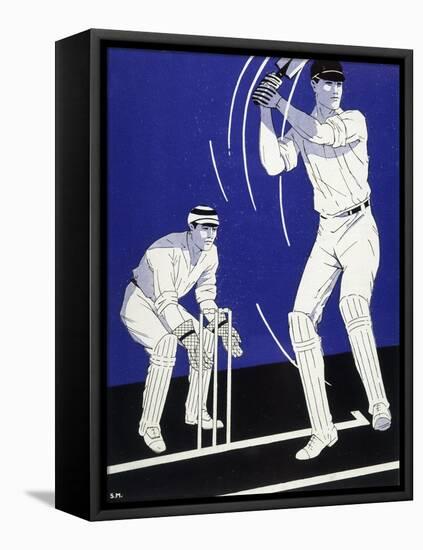 Batsman Plays a Stroke in Front of the Wicketkeeper-Stanley R. Miller-Framed Stretched Canvas