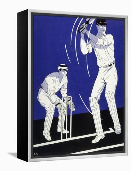 Batsman Plays a Stroke in Front of the Wicketkeeper-Stanley R. Miller-Framed Stretched Canvas