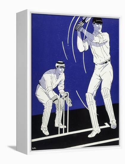 Batsman Plays a Stroke in Front of the Wicketkeeper-Stanley R. Miller-Framed Stretched Canvas