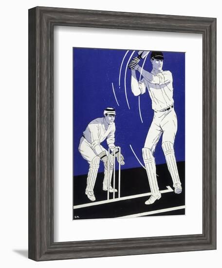 Batsman Plays a Stroke in Front of the Wicketkeeper-Stanley R. Miller-Framed Art Print