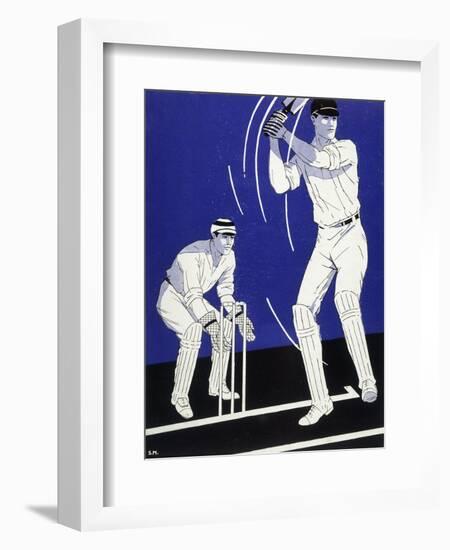 Batsman Plays a Stroke in Front of the Wicketkeeper-Stanley R. Miller-Framed Art Print