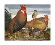 Hen, Rooster and Chicks-Battaglia-Mounted Premium Giclee Print