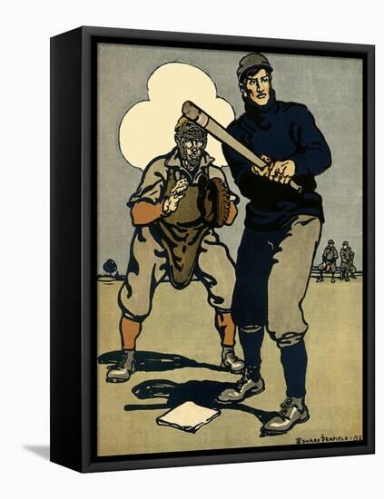 Batter and Catcher, 1902-Edward Penfield-Framed Premier Image Canvas