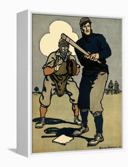 Batter and Catcher, 1902-Edward Penfield-Framed Premier Image Canvas