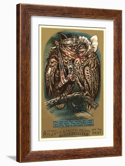 Battered Owl Couple-null-Framed Art Print