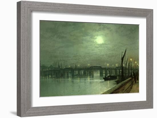 Battersea Bridge by Moonlight-John Atkinson Grimshaw-Framed Giclee Print