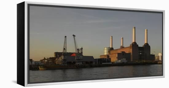 Battersea Power Station at Dawn, with Cranes and Buildings-Richard Bryant-Framed Premier Image Canvas