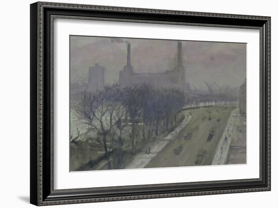 Battersea Power Station, C.1935 (Pencil, W/C & Pen)-Christopher Richard Wynne Nevinson-Framed Giclee Print