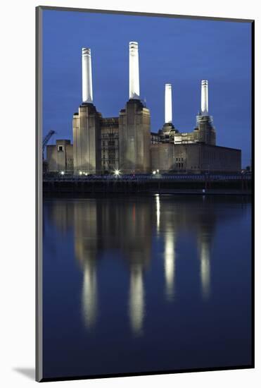 Battersea Power Station in London at Dusk with the Thames in the Foreground, London, England-David Bank-Mounted Photographic Print