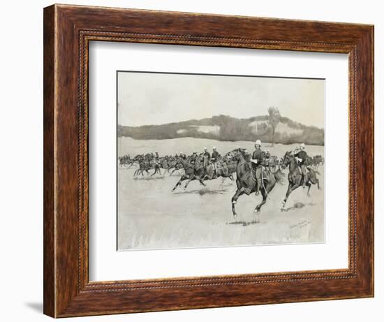 Battery K at Drill in the Berkshire Hills, Massachusetts, 1895 (Ink and Gouache on Paper)-Frederic Remington-Framed Giclee Print