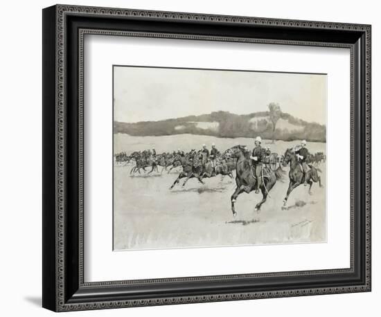 Battery K at Drill in the Berkshire Hills, Massachusetts, 1895 (Ink and Gouache on Paper)-Frederic Remington-Framed Giclee Print