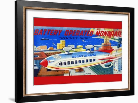 Battery Operated Monorail "Rocket Ship"-null-Framed Art Print