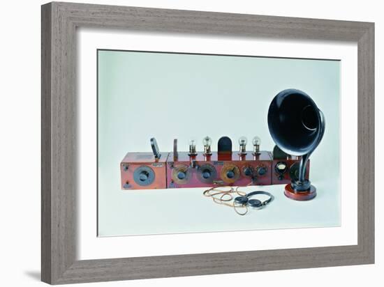 Battery-Powered Radio with Brown Loudspeaker Horn-Evaristo Baschenis-Framed Giclee Print