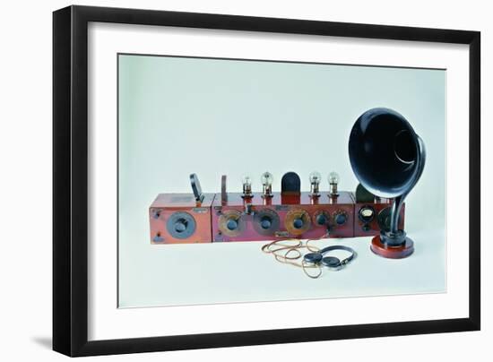 Battery-Powered Radio with Brown Loudspeaker Horn-Evaristo Baschenis-Framed Giclee Print