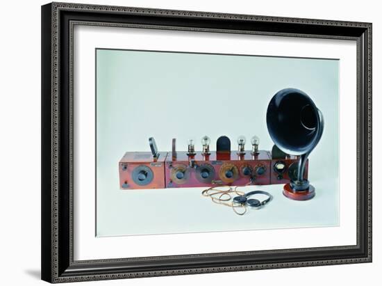 Battery-Powered Radio with Brown Loudspeaker Horn-Evaristo Baschenis-Framed Giclee Print