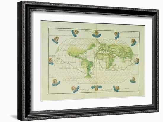 Battista Agnese: Portolan Atlas 10, Venice 1544. Depicting the Voyage of Magellan-null-Framed Giclee Print