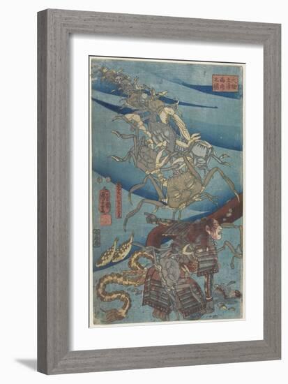 Battle at the Bottom of the Sea Off Daimotsu Beach, 1847-1852-Utagawa Kuniyoshi-Framed Giclee Print