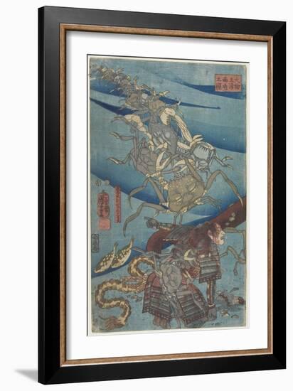 Battle at the Bottom of the Sea Off Daimotsu Beach, 1847-1852-Utagawa Kuniyoshi-Framed Giclee Print