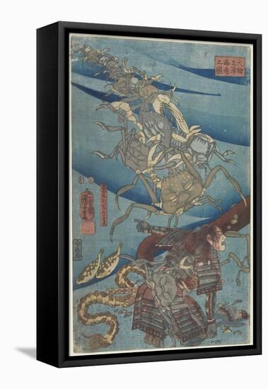 Battle at the Bottom of the Sea Off Daimotsu Beach, 1847-1852-Utagawa Kuniyoshi-Framed Premier Image Canvas