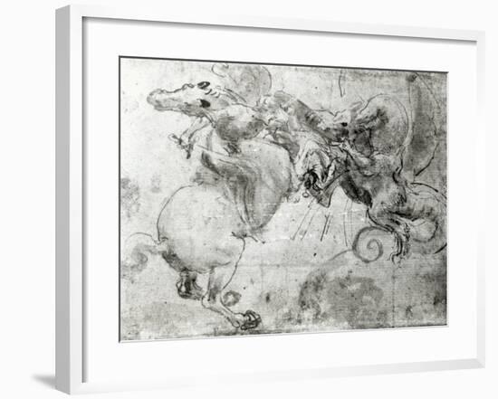 Battle between a Rider and a Dragon, c.1482-Leonardo da Vinci-Framed Giclee Print