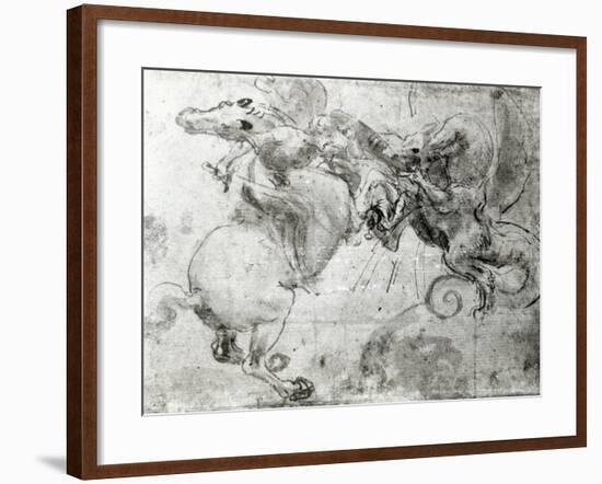 Battle between a Rider and a Dragon, c.1482-Leonardo da Vinci-Framed Giclee Print