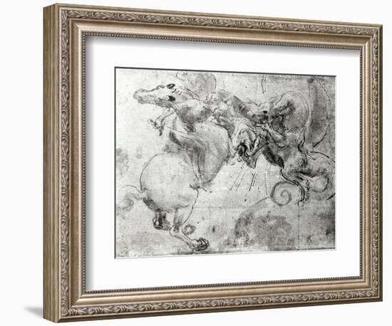 Battle between a Rider and a Dragon, c.1482-Leonardo da Vinci-Framed Giclee Print