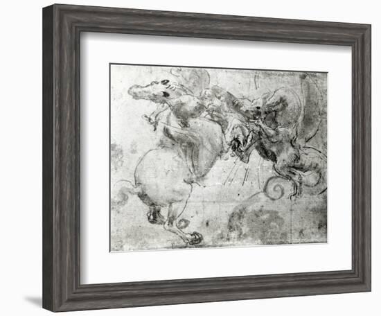 Battle between a Rider and a Dragon, c.1482-Leonardo da Vinci-Framed Giclee Print