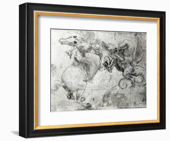 Battle between a Rider and a Dragon, c.1482-Leonardo da Vinci-Framed Giclee Print