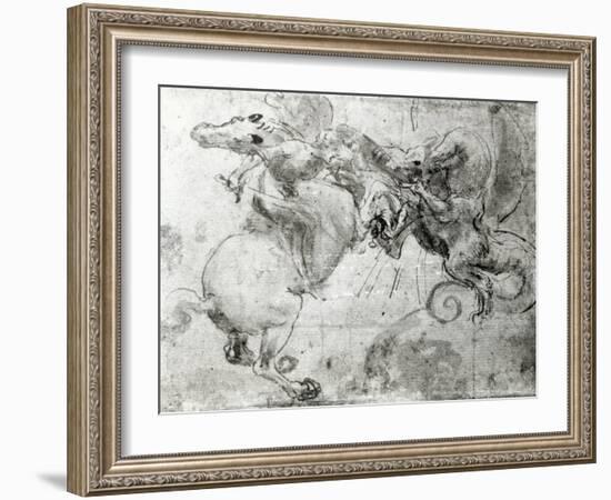 Battle between a Rider and a Dragon, c.1482-Leonardo da Vinci-Framed Giclee Print