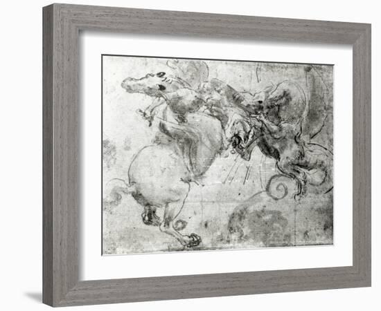 Battle between a Rider and a Dragon, c.1482-Leonardo da Vinci-Framed Giclee Print