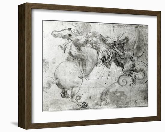 Battle between a Rider and a Dragon, c.1482-Leonardo da Vinci-Framed Giclee Print