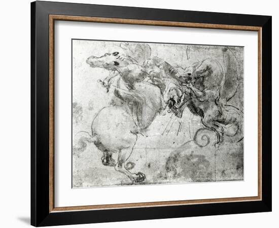 Battle between a Rider and a Dragon, c.1482-Leonardo da Vinci-Framed Giclee Print