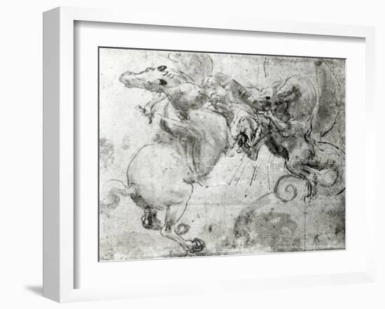 Battle between a Rider and a Dragon, c.1482-Leonardo da Vinci-Framed Giclee Print