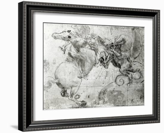 Battle between a Rider and a Dragon, c.1482-Leonardo da Vinci-Framed Giclee Print