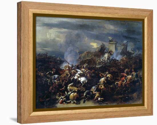 Battle Between Alexander and Porus, 326 BC-Nicolaes Berchem-Framed Premier Image Canvas