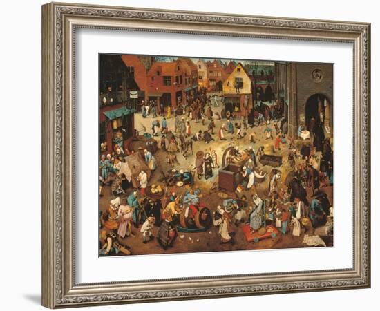 Battle Between Carnival, or Mardi Gras, and Lent-Pieter Bruegel the Elder-Framed Art Print