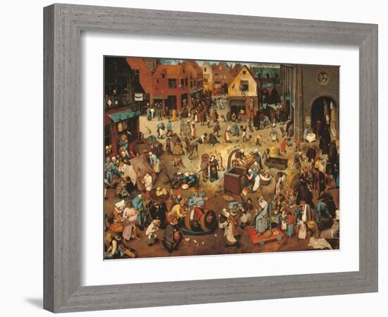 Battle Between Carnival, or Mardi Gras, and Lent-Pieter Bruegel the Elder-Framed Art Print