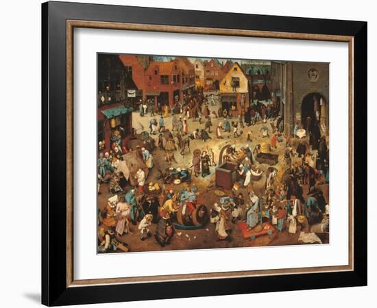 Battle Between Carnival, or Mardi Gras, and Lent-Pieter Bruegel the Elder-Framed Art Print