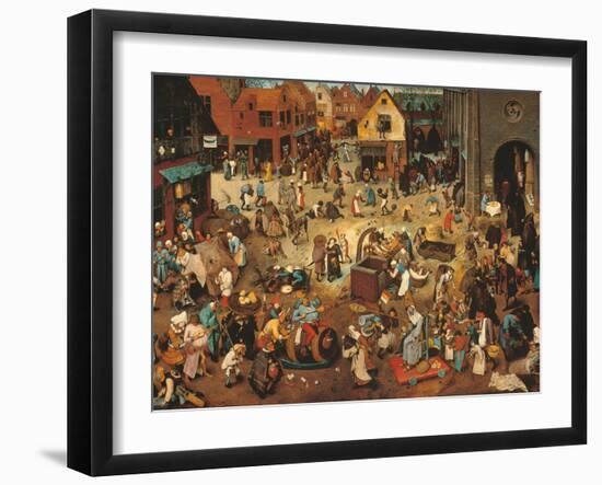 Battle Between Carnival, or Mardi Gras, and Lent-Pieter Bruegel the Elder-Framed Art Print