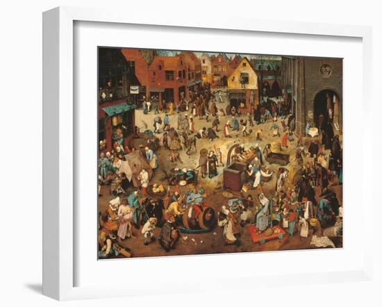 Battle Between Carnival, or Mardi Gras, and Lent-Pieter Bruegel the Elder-Framed Art Print