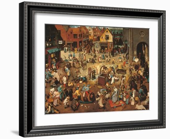 Battle Between Carnival, or Mardi Gras, and Lent-Pieter Bruegel the Elder-Framed Art Print