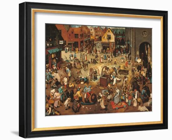 Battle Between Carnival, or Mardi Gras, and Lent-Pieter Bruegel the Elder-Framed Art Print